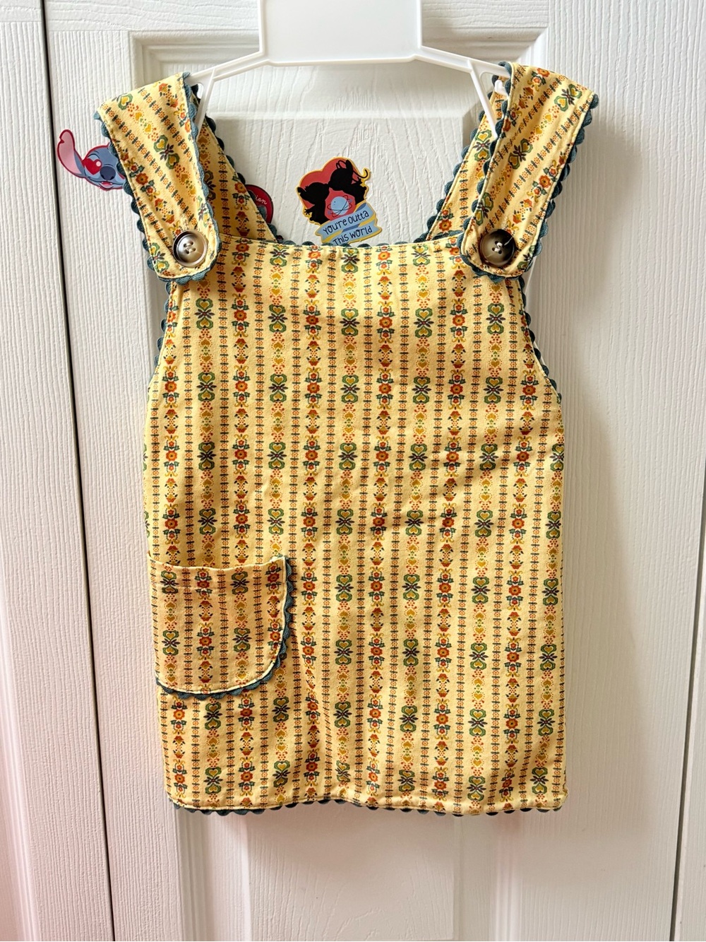 Misha and Puff Yellow Floral Stripe Pinafore Dress 2y